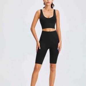 Pantalones cortos deportivos negros para mujer RUXI bn2046