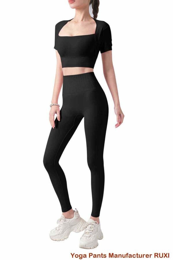 Pantalones de yoga de pierna recta con bolsillos RUXI bn256